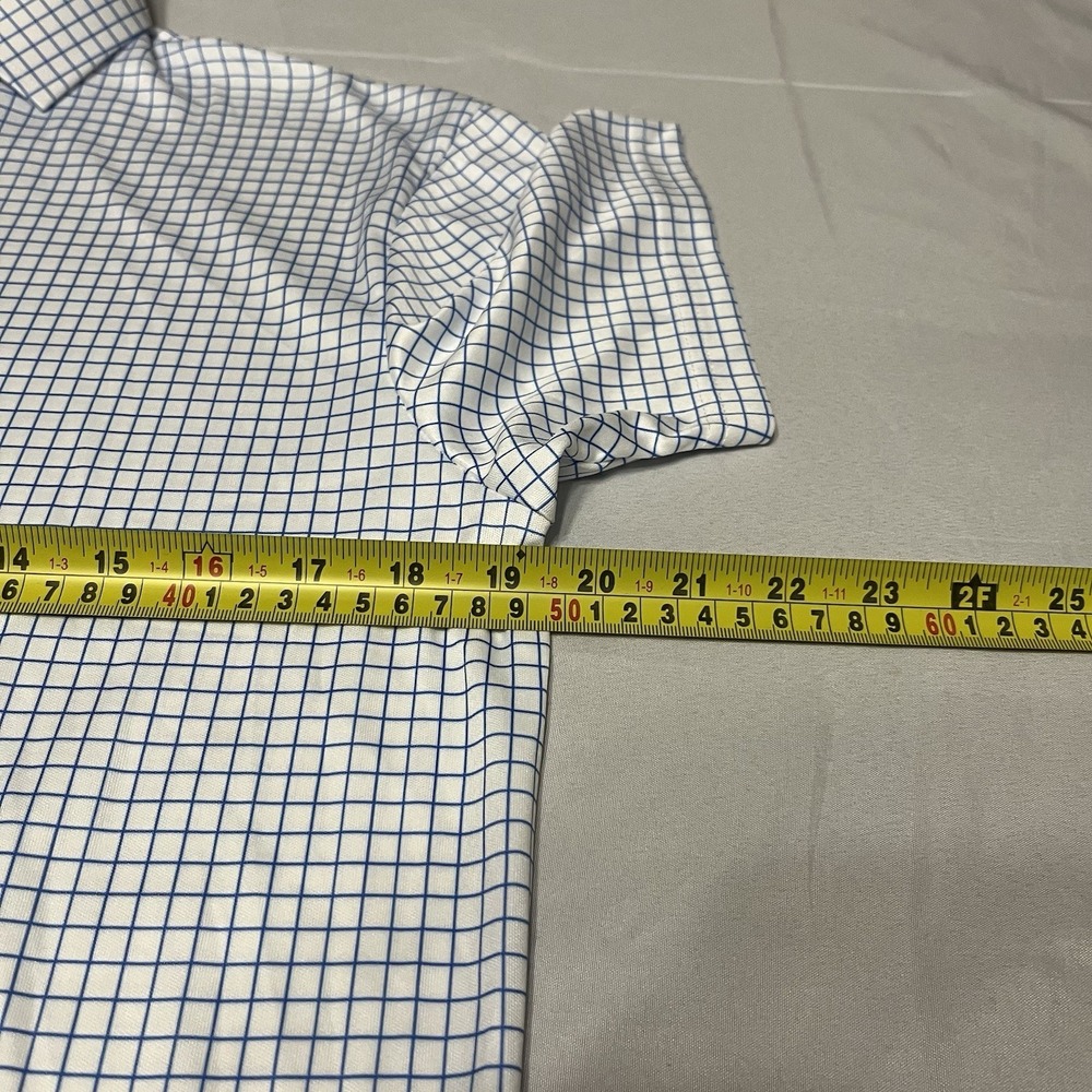 NWT Collars and Co Dress Collar Polo Shirt Mens S Blue White Check Performance - Picture 6 of 7